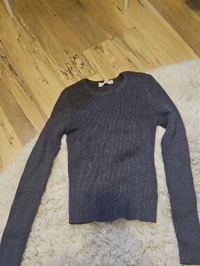 Active USA Ribbed Crewneck Long Sleeve in Charcoal